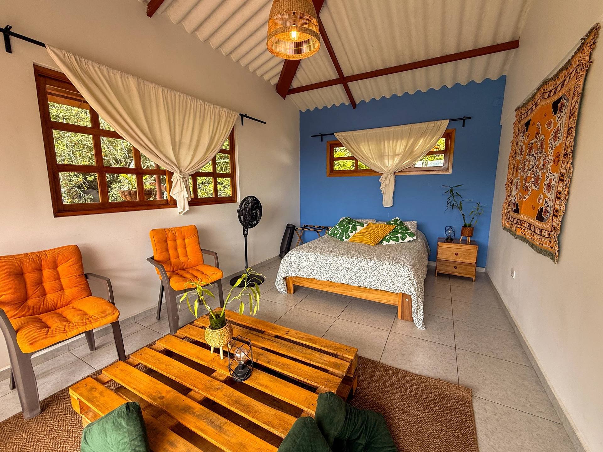Queen Suite at El Nido Andino, room with balcony and garden view, boutique hotel in La Mesa